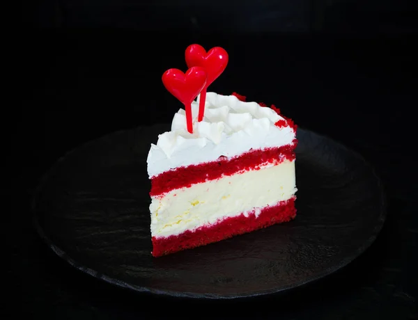 Cheesecake Red Velvet Selective Focus — Stock Photo, Image