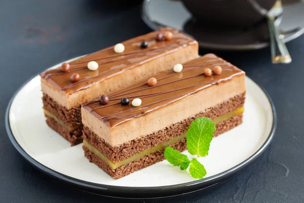Piece Delicious Chocolate Cake — Stock Photo, Image