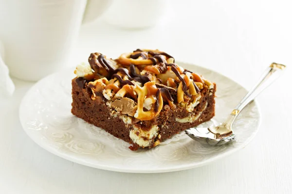Chocolate Brownie Caramel — Stock Photo, Image