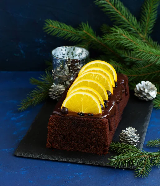 크리스마스 초콜릿 오렌지 케이크 — 스톡 사진