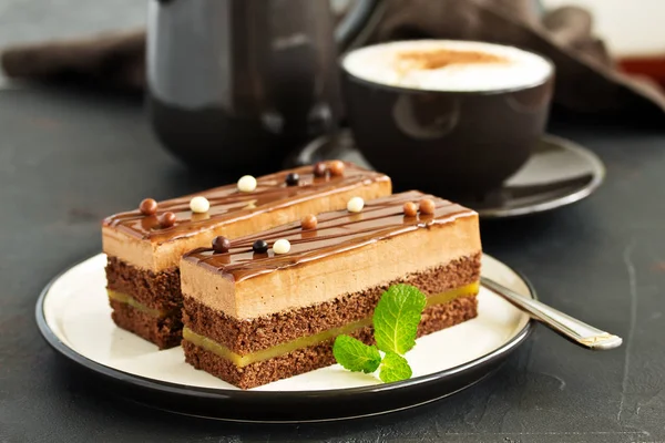 Piece Delicious Chocolate Cake — Stock Photo, Image