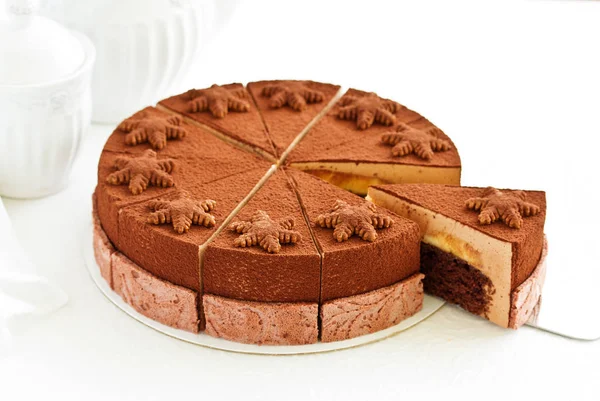 Schokoladenkuchen Mit Glasur Und Plätzchen — Stockfoto