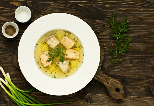 Рибний Суп Інгредієнтами Спеціями Приготування — стокове фото