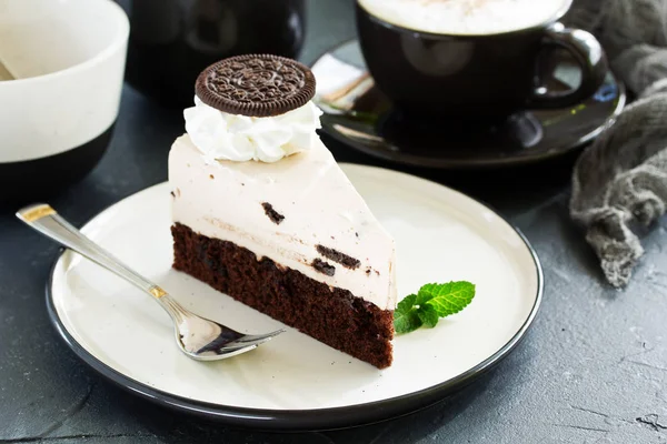 Pastel Queso Con Galletas Chispas Chocolate —  Fotos de Stock