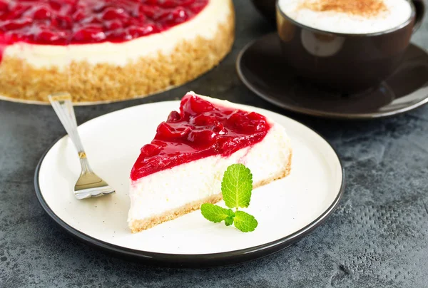 Gâteau Fromage Gelée Cerises — Photo