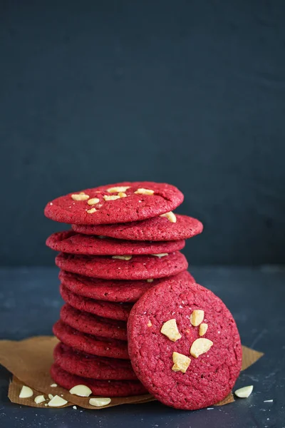 Galletas Terciopelo Rojo Con Chocolate Blanco Cocina Americana — Foto de Stock