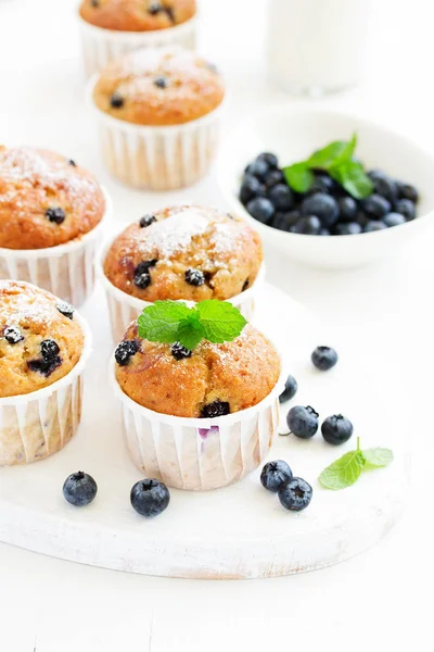 Muffins Avoine Aux Myrtilles Sur Fond Sombre — Photo