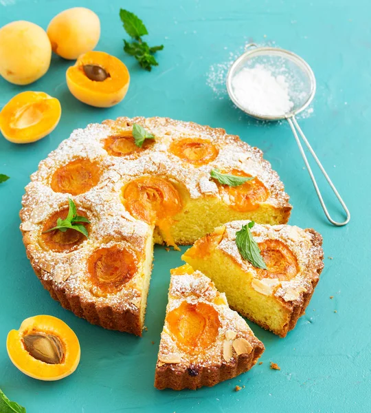 Biscuit Cake Apricots Almonds — Stock Photo, Image
