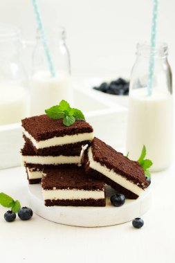 Ahududu ile hassas çikolata kremalı pasta.