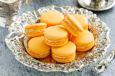 Fransız pasta makaron. Seçici odak.