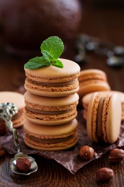 Fransız pasta makaron. Seçici odak.