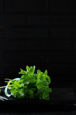 Yeşil taze nane. Seçici odak.