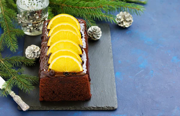 Weihnachten Schokolade Orangenkuchen — Stockfoto