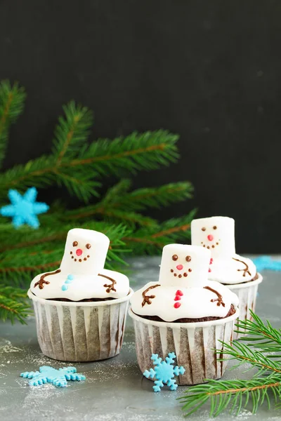 Baby capkey in the form of a melted snowman. New Year\'s dessert.