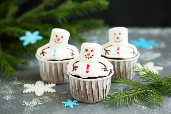 Baby capkey in the form of a melted snowman. New Year\'s dessert.