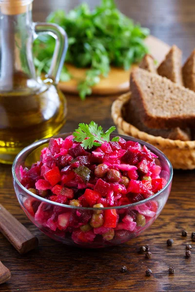 Vinegret Geleneksel Rus Pancar Salatası Sebze — Stok fotoğraf