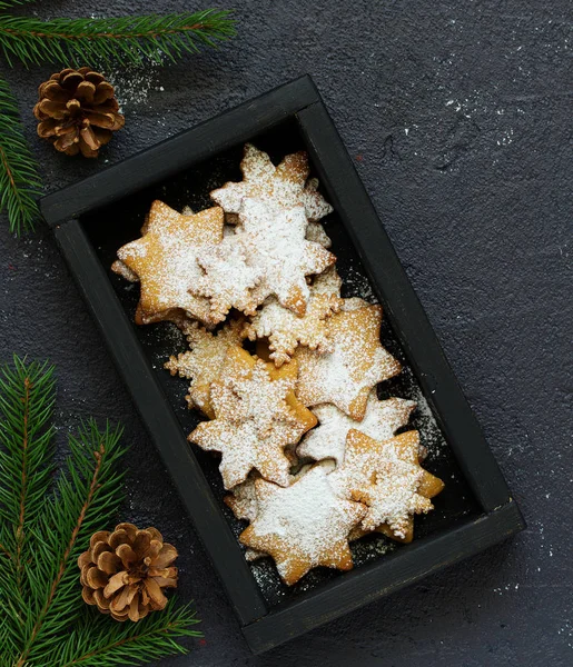 Weihnachten Ingwerkekse Form Von Schneeflocken — Stockfoto