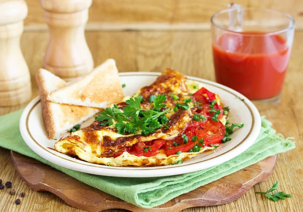Breakfast Omelet Tomatoes — Stock Photo, Image