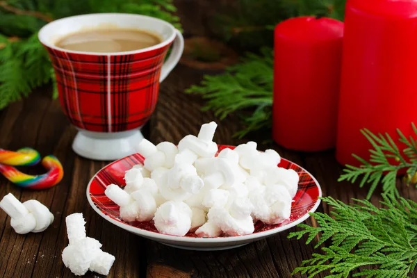 Marshmallow Xícara Cacau Nas Férias Ano Novo — Fotografia de Stock