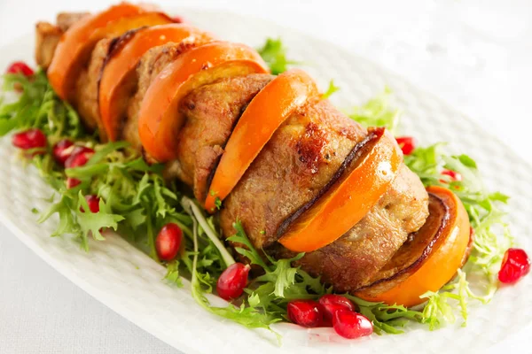 Pork Baked Persimmons — Stock Photo, Image