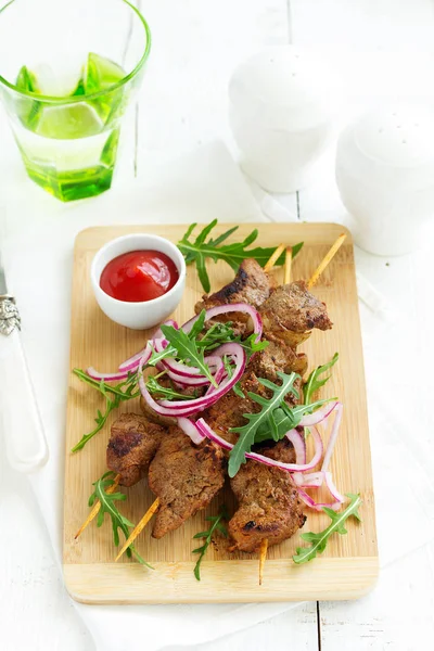Beef Shish Kebab Auf Spießen Curry — Stockfoto