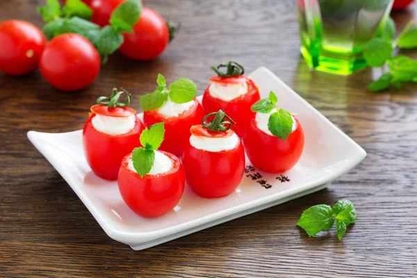 Cherry Tomatoes Stuffed Yogurt Mint — Stock Photo, Image