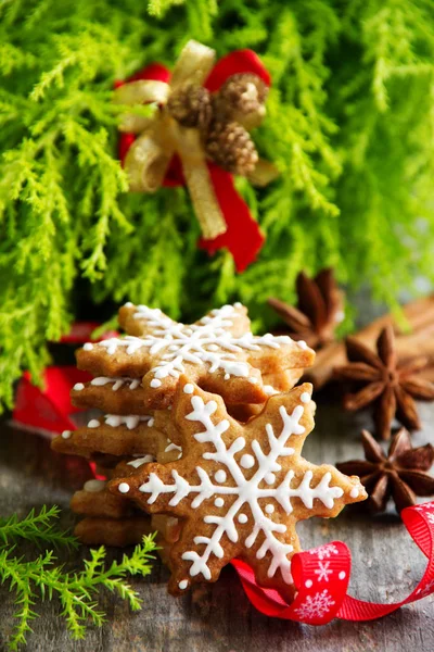 Christmas Pepparkakor Cookie Form Snöflinga — Stockfoto