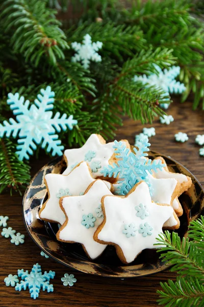 Christmas Pepparkakor Cookie Form Snöflinga — Stockfoto