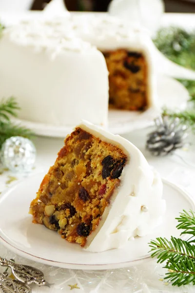 Bolo Frutas Natal Tradicional Com Frutas Cristalizadas Frutas — Fotografia de Stock