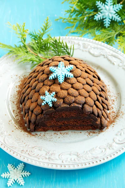 Cono Abete Cioccolato Idea Torta Natale — Foto Stock