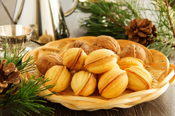 Galletas Nueces Con Leche Condensada Frutos Secos — Foto de Stock