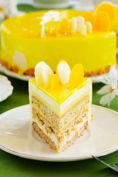 Honey Cake Mousse Smooth Glaze — Stock Photo, Image