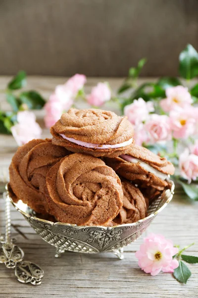 Домашнє Печиво Шоколадними Чіпсами Зефіром Новорічному Столі — стокове фото