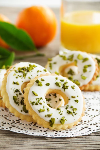 Biscoitos Limão Com Cobertura Pistache — Fotografia de Stock