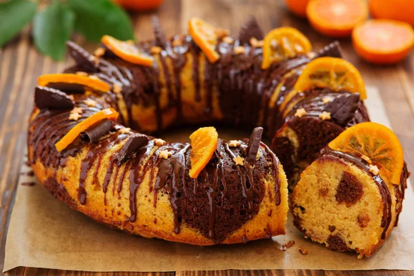 Chocolate orange cake with frosting.