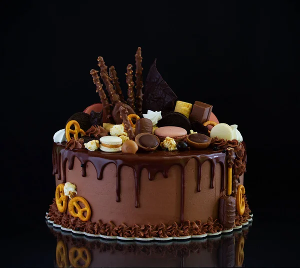 Gâteau Anniversaire Décoré Makarons Guimauve Guimauve — Photo
