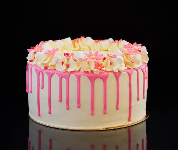 Gâteau Miel Fait Maison Avec Crème Orange Sur Une Assiette — Photo