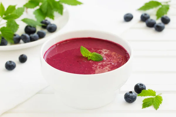 Desert Blueberry Soup Cream — Stock Photo, Image