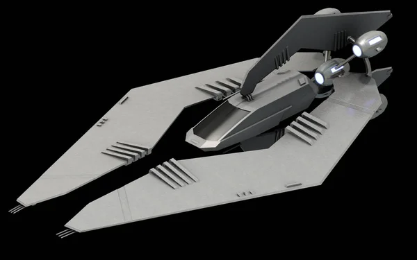 Isometrisk futuristiska sci-fi arkitektur, stealth utrymme fighter. 3D-rendering — Stockfoto