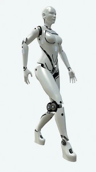 Konstgjorda Robot Kvinna Modell Rendering — Stockfoto