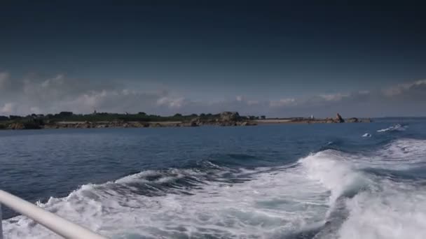 Boat Trip Ile Brehat Bretagne France View Island Boat — Stock Video