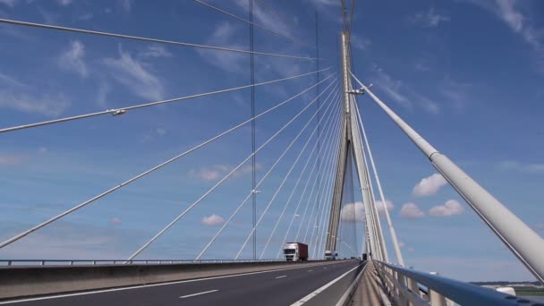 Хэвре Франция Августа 2018 Пон Нор Большой Современный Мост Через — стоковое видео