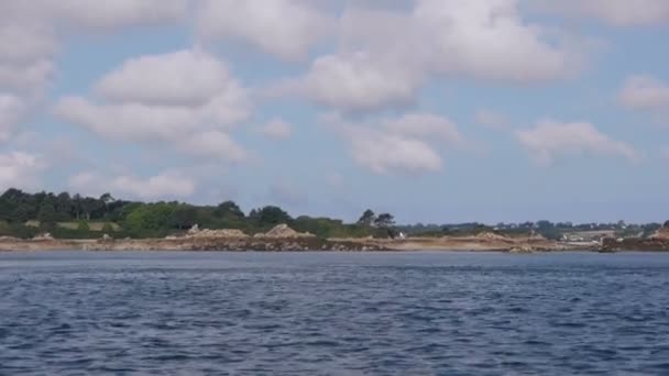 Boat Trip Ile Brehat Bretagne France View Island Boat — Stock Video