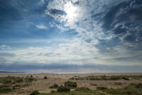 西班牙加泰罗尼亚 Pescador 的沙丘海滩的穆迪多云早晨 — 图库照片