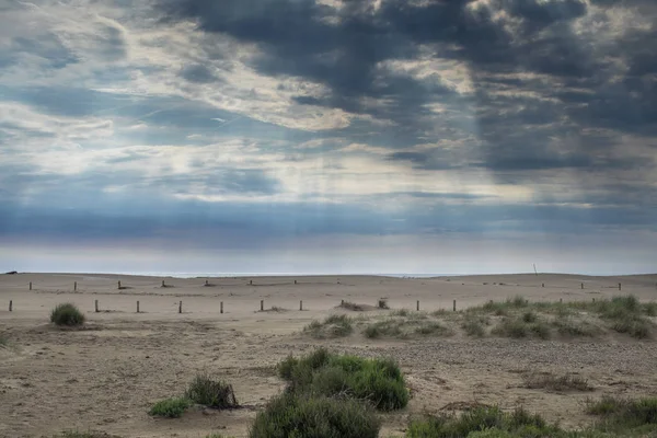 Humeurig Bewolkte Ochtend Van Het Duin Strand Bij San Pere — Stockfoto