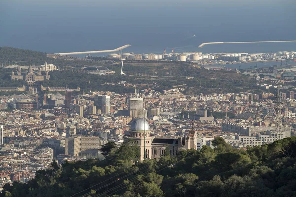 Skyline Van Stad Van Barcelona Namiddag Met Mooi Licht — Stockfoto