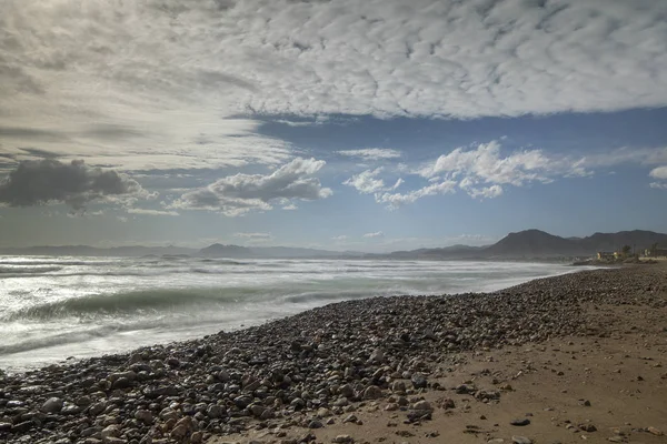 Plaża Wybrzeże Azohia Murcia Spain Wietrzny Dzień — Zdjęcie stockowe