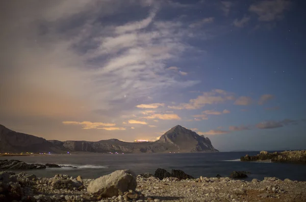 Небо Ночью Звездами Вершине Горы Сицилии Италия — стоковое фото