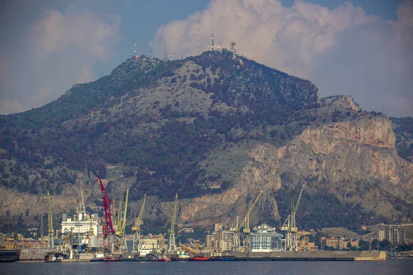 Close Van Palermos Industriële Haven Scheepvaart Haven Sicilië Italië — Stockfoto