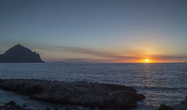 Solnedgång San Vito Capo Sicilien Italien — Stockfoto